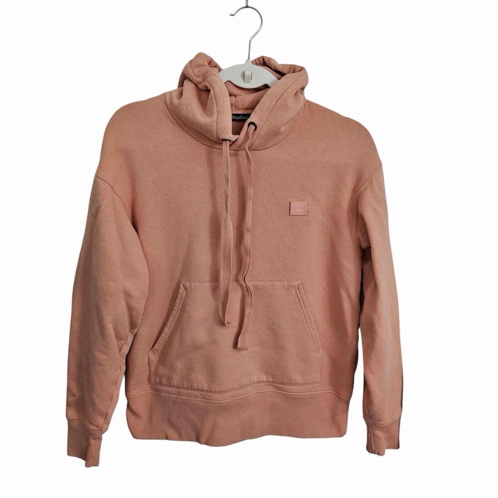 Acne Studios Sweater Womens XS Peach Ferris Face‎ Hoodie Oversized Pullover
